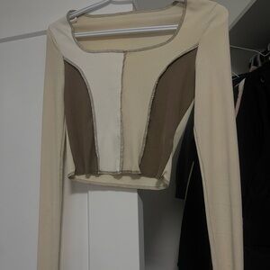 Stylish Cream and Brown Women's Top